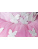 Pink Satin Tulle Butterflies Flower Girl Dress Kids Ball Gown